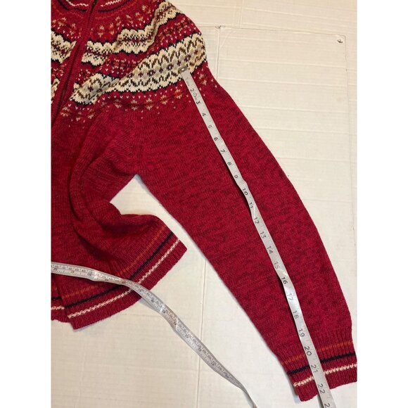 Heirloom Collectible women’s Red Nordic Knit Cardigan Sweater XL Cotton Ramie - Picture 10 of 10